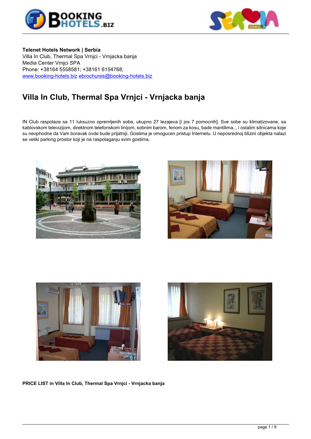 En Ebrochures 1943 | Villa in Club, Thermal Spa Vrnjci