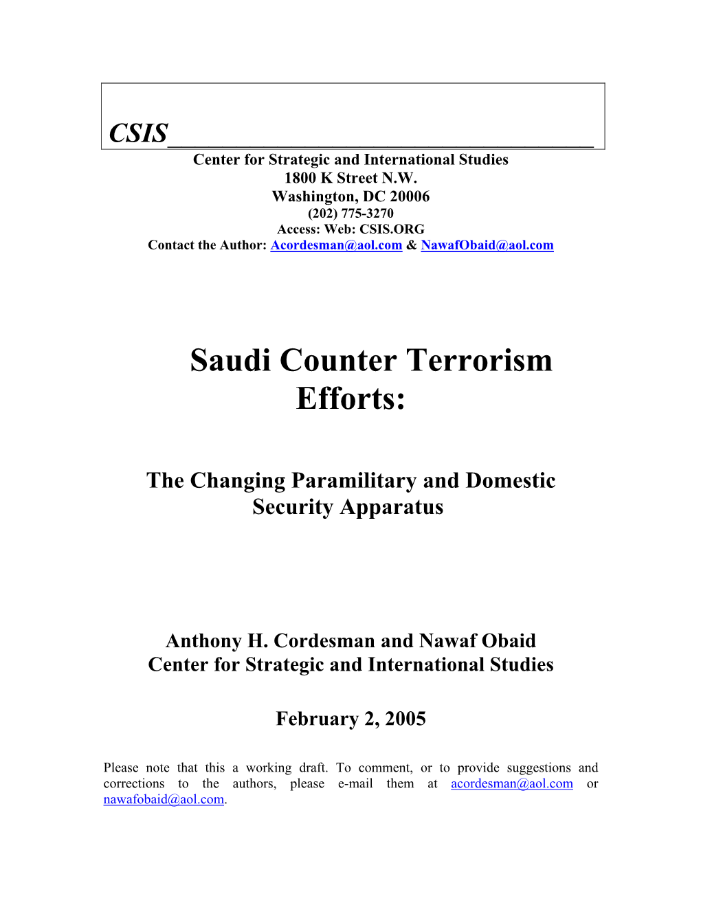 Saudi Counter Terrorism Efforts