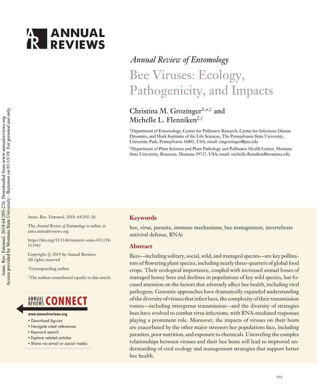 Bee Viruses: Ecology, Pathogenicity, and Impacts