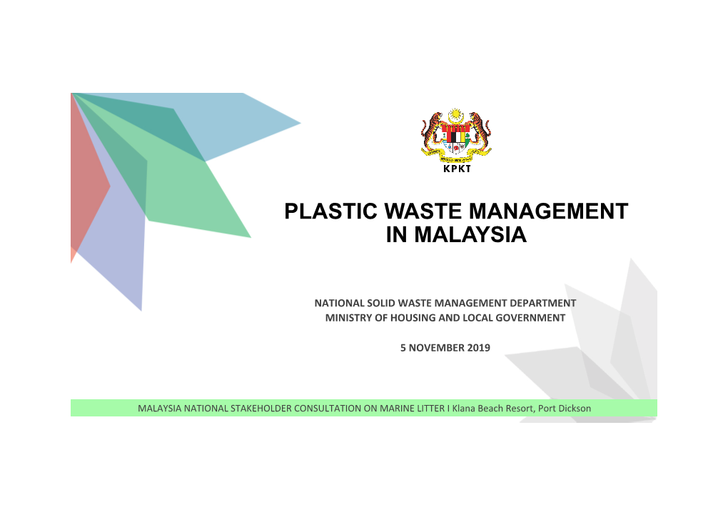 Plastic Waste Management in Malaysia