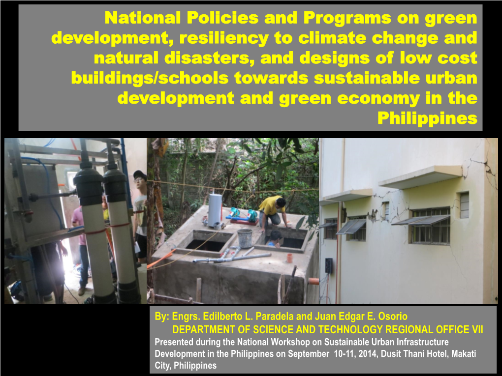 National Policies and Programs on Green Development, Resiliency To