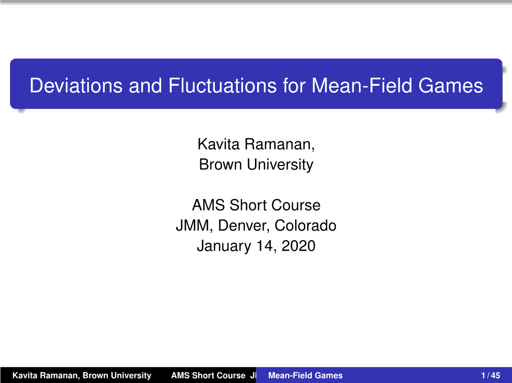 Deviations and Fluctuations for Mean-Field Games