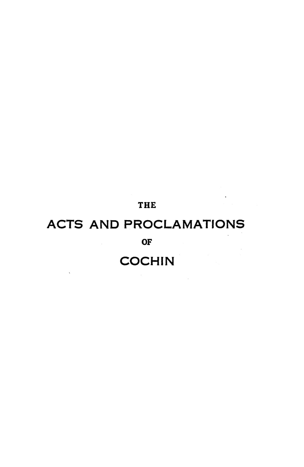 Acts and Proclamations Cochin