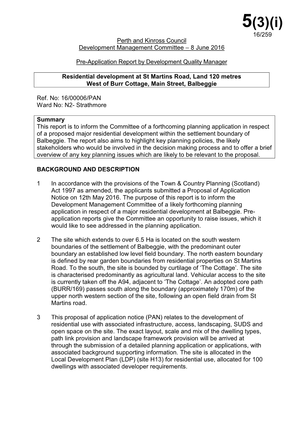 Perth and Kinross Council Development Management Committee – 8 June 2016