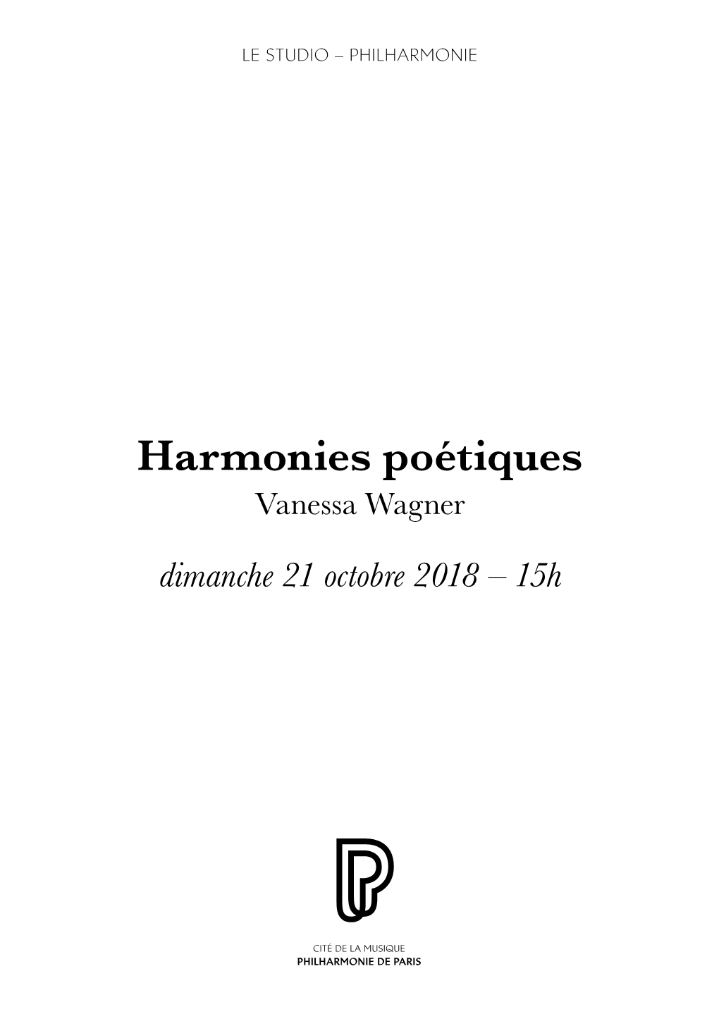 Harmonies Poétiques Vanessa Wagner