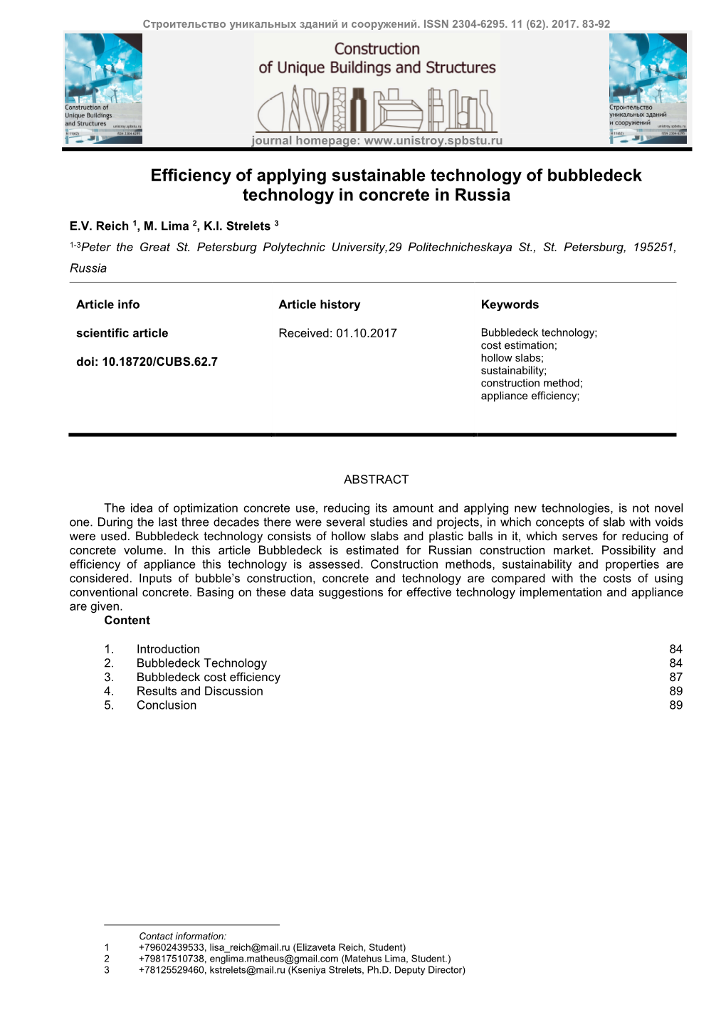 Efficiency of Applying Sustainable Technology of Bubbledeck Technology in Concrete in Russia