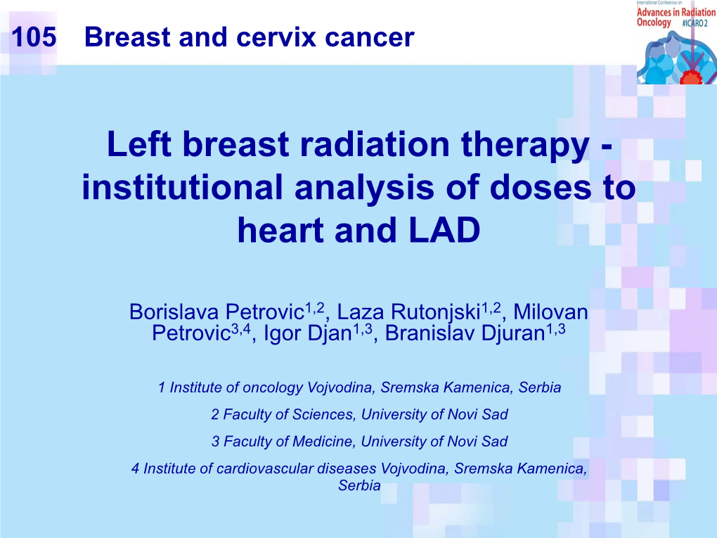 Left Breast Radiation Therapy - Institutional Analysis of Doses to Heart and LAD