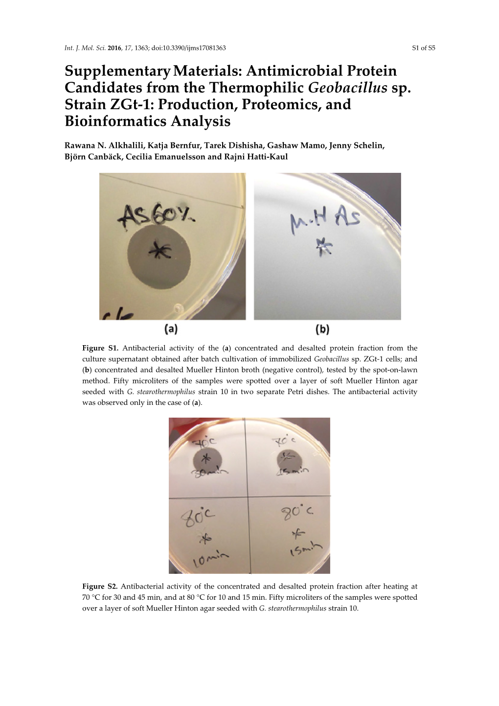 Antimicrobial Protein Candidates from the Thermophilic Geobacillus Sp