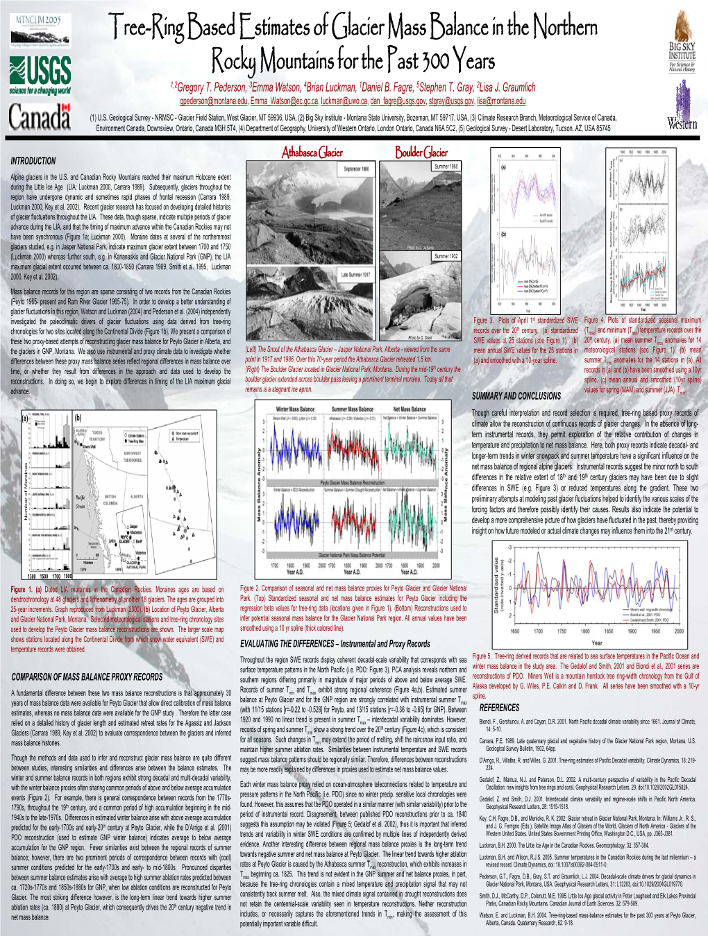 Tree-Ring Based Estimates of Glacier Mass Balance in the Northern Rocky Mountains for the Past 300 Years 1,2Gregory T