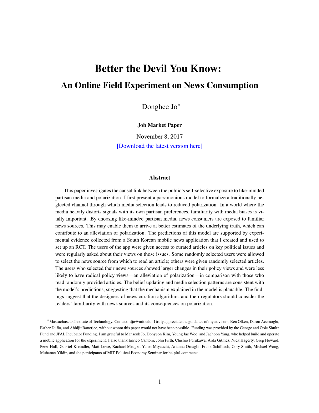 Better the Devil You Know: an Online Field Experiment on News Consumption