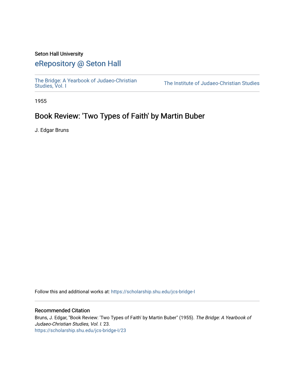 Book Review: 'Two Types of Faith' by Martin Buber