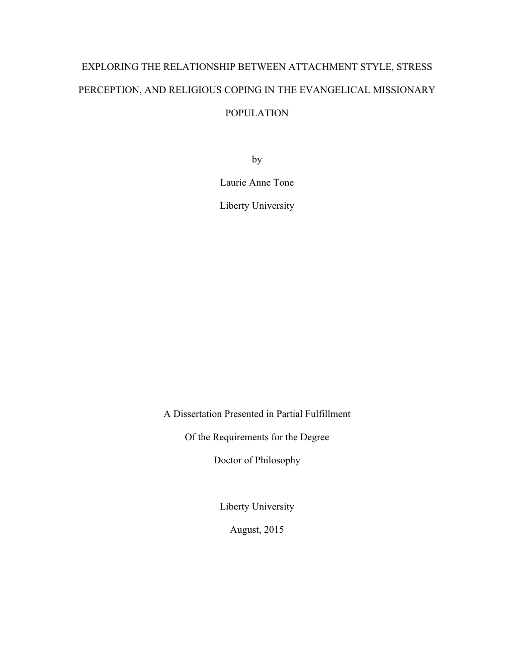 Exploring the Relationship Between Attachment Style, Stress Perception