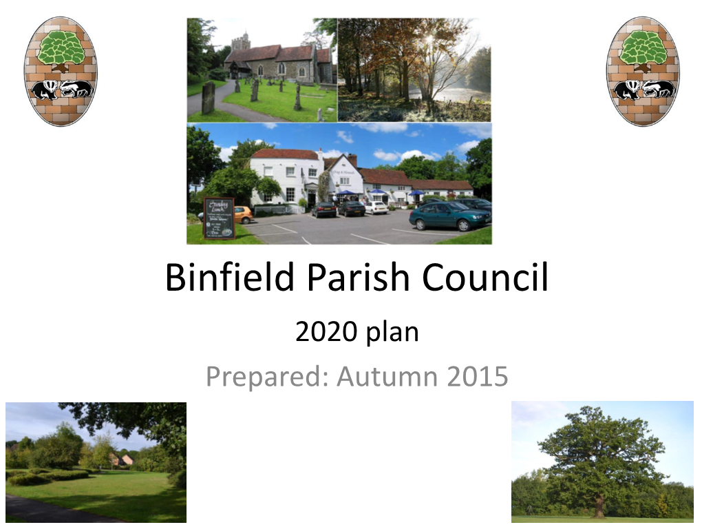 Binfield Parish Council 2020 Plan Prepared: Autumn 2015 Contents