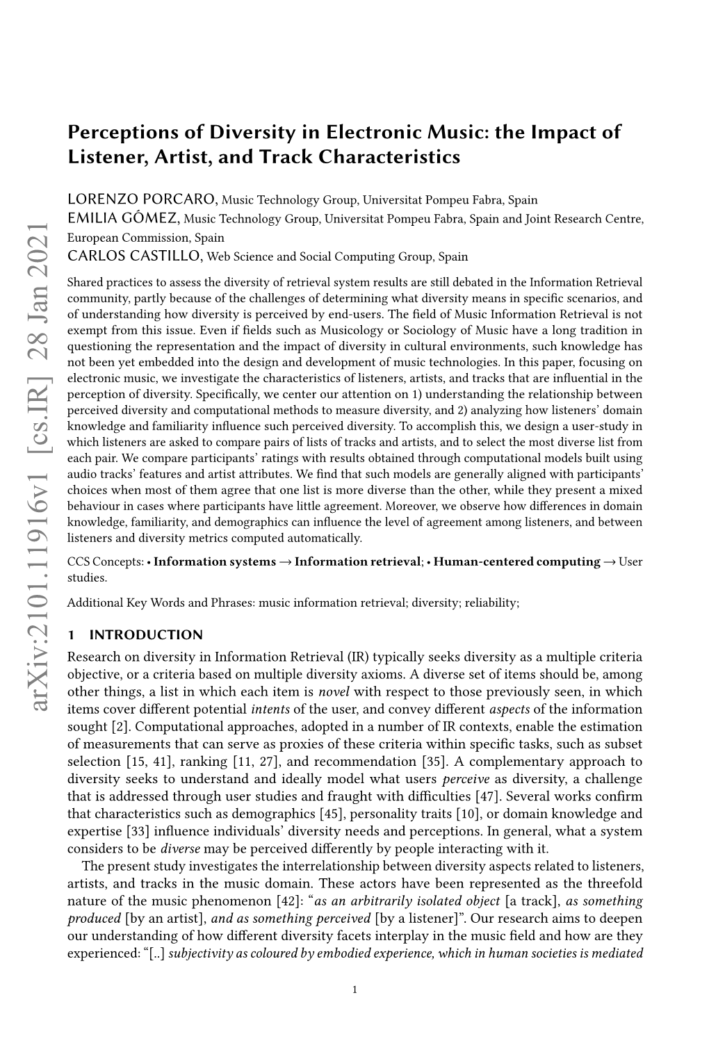 Perceptions of Diversity in Electronic Music: the Impact of Listener, Artist, and Track Characteristics