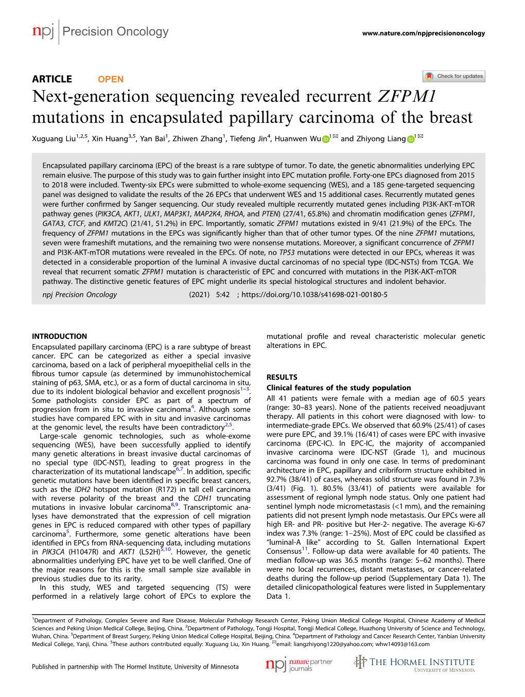 Next-Generation Sequencing Revealed Recurrent ZFPM1 Mutations