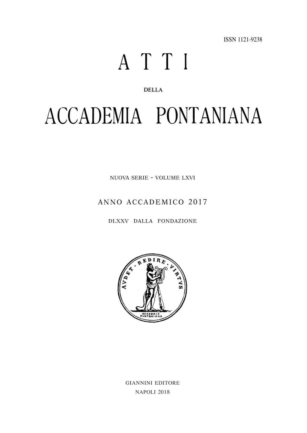 Atti Dell'accademia Pontaniana Anno 2017