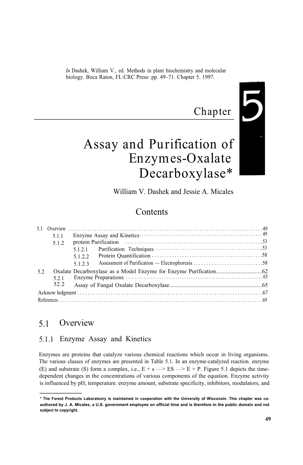 Assay and Purification of Enzymes-Oxalate Decarboxylase* William V