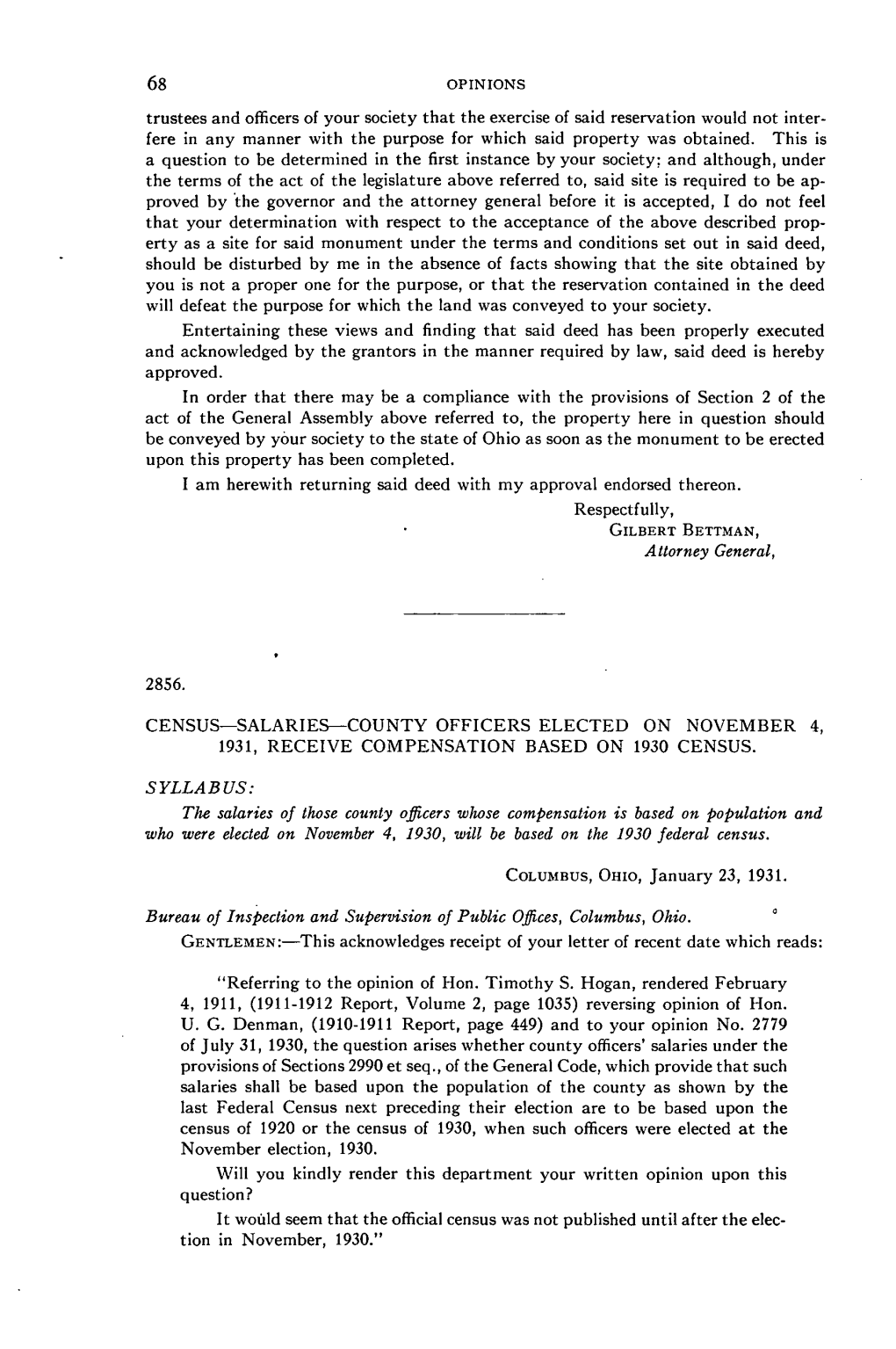 1931, Receive Compensation Based on 1930 Census