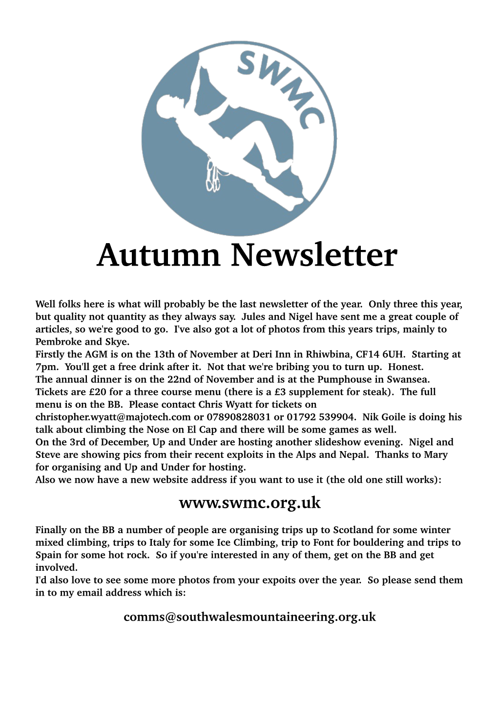 Autumn Newsletter