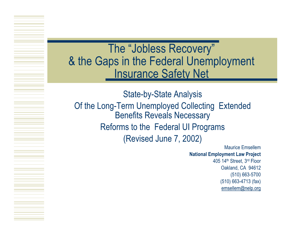 The Gaps in the Federal Unemployment Insurance Safety Net