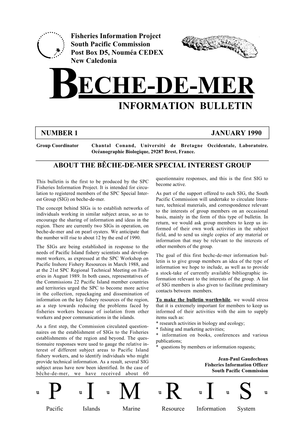 SPC Beche-De-Mer Information Bulletin #1
