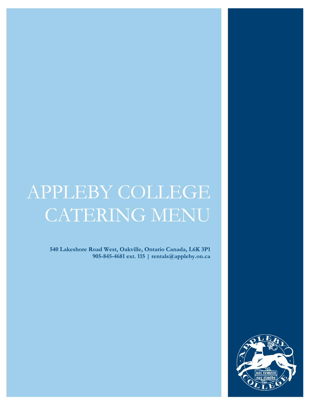 Appleby College Catering Menu