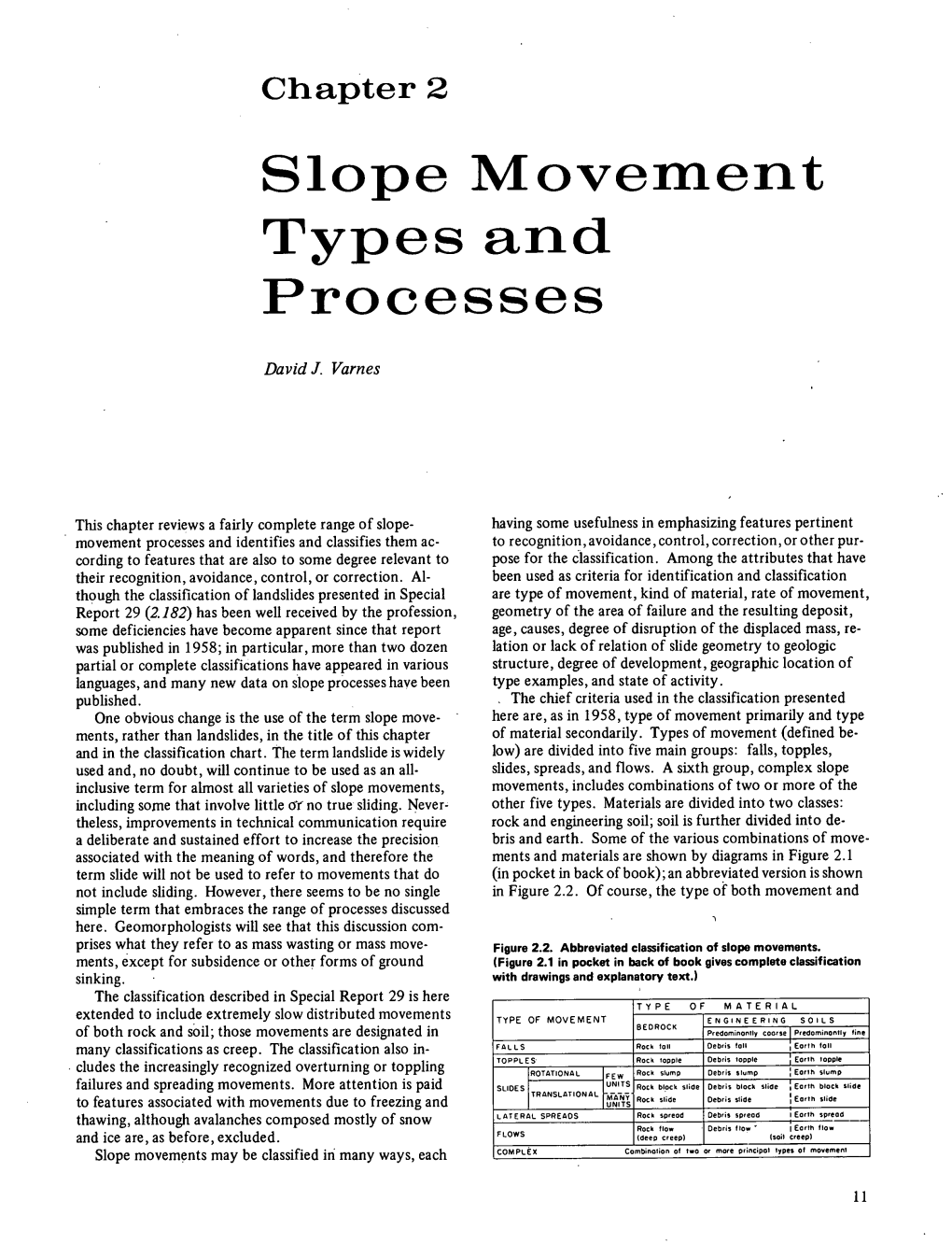 Slope Movement Types and Processes