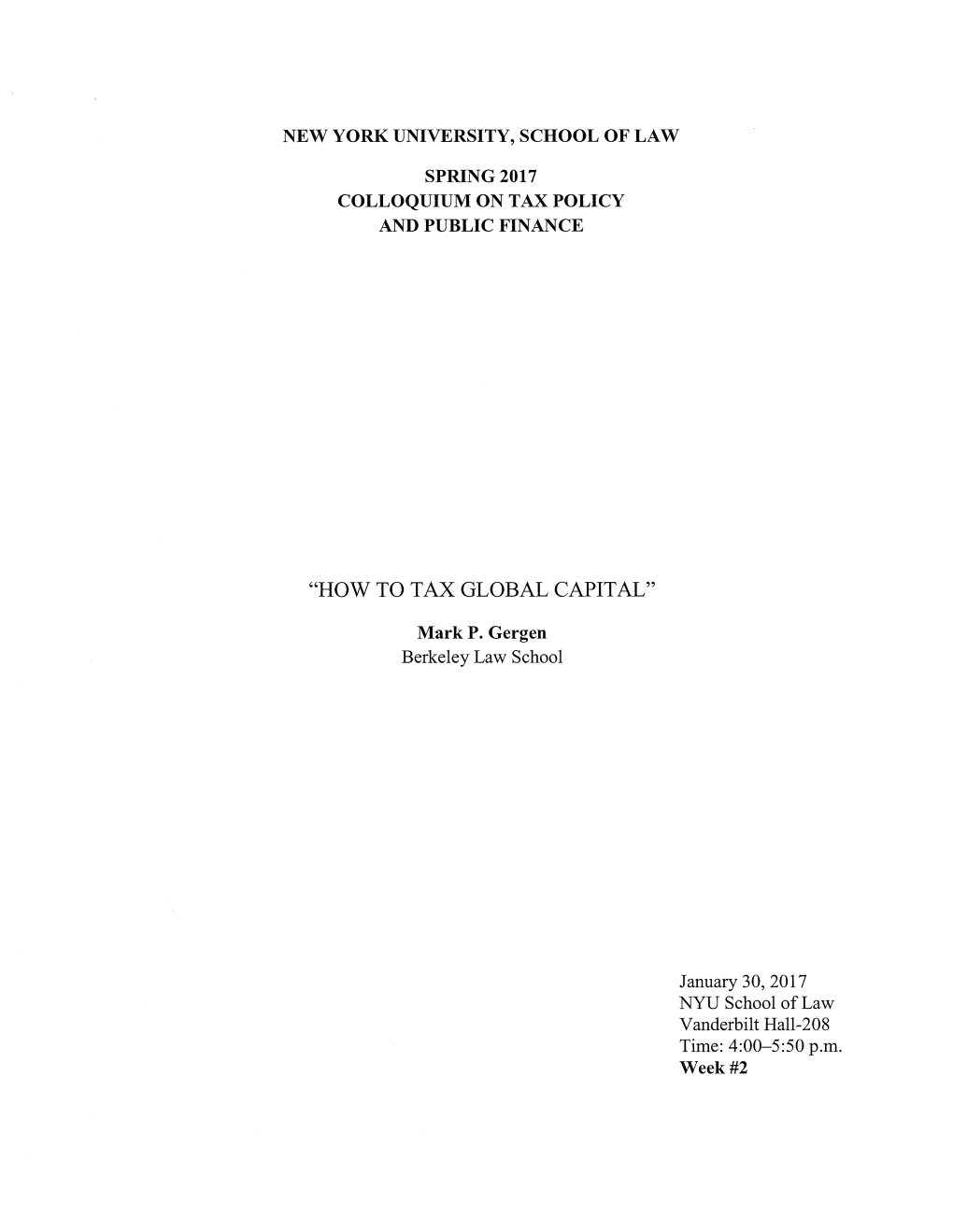 "How to Tax Global Capital"