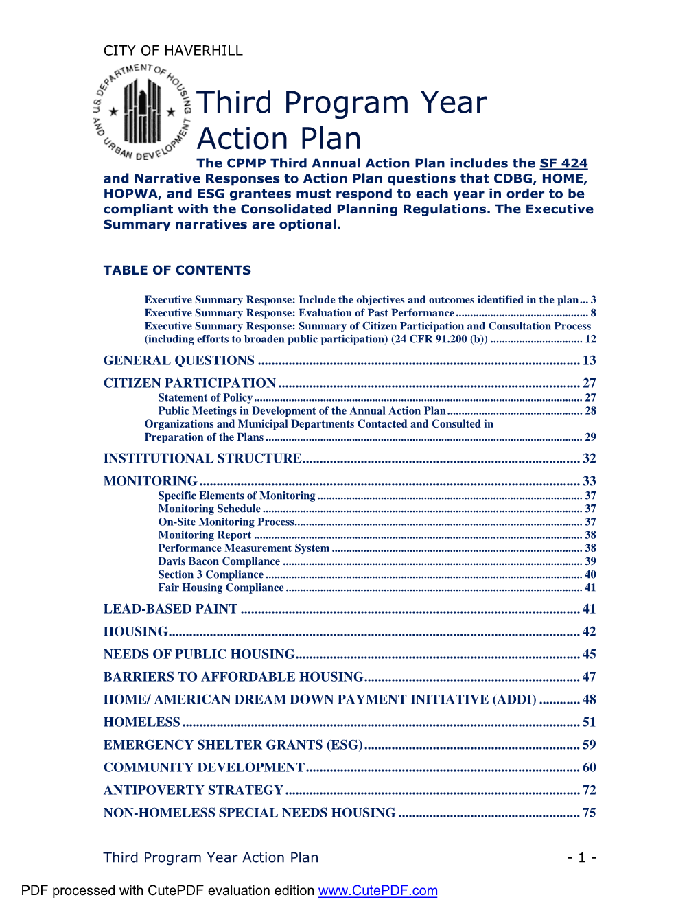 Third Program Year Action Plan