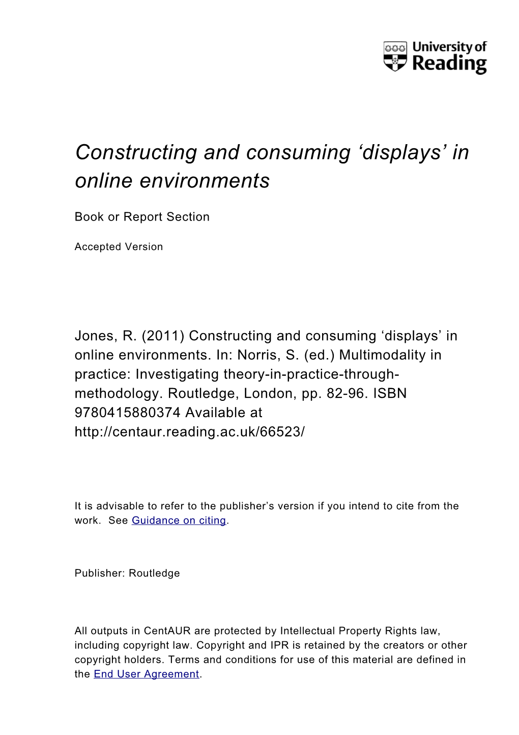 Displays’ in Online Environments