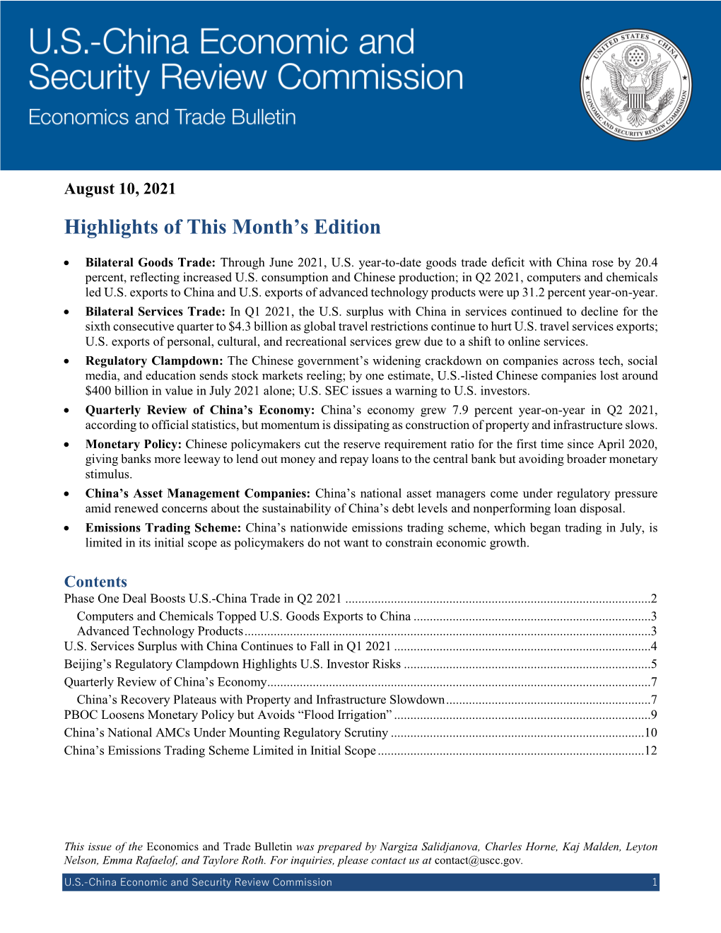 August 2021 Trade Bulletin