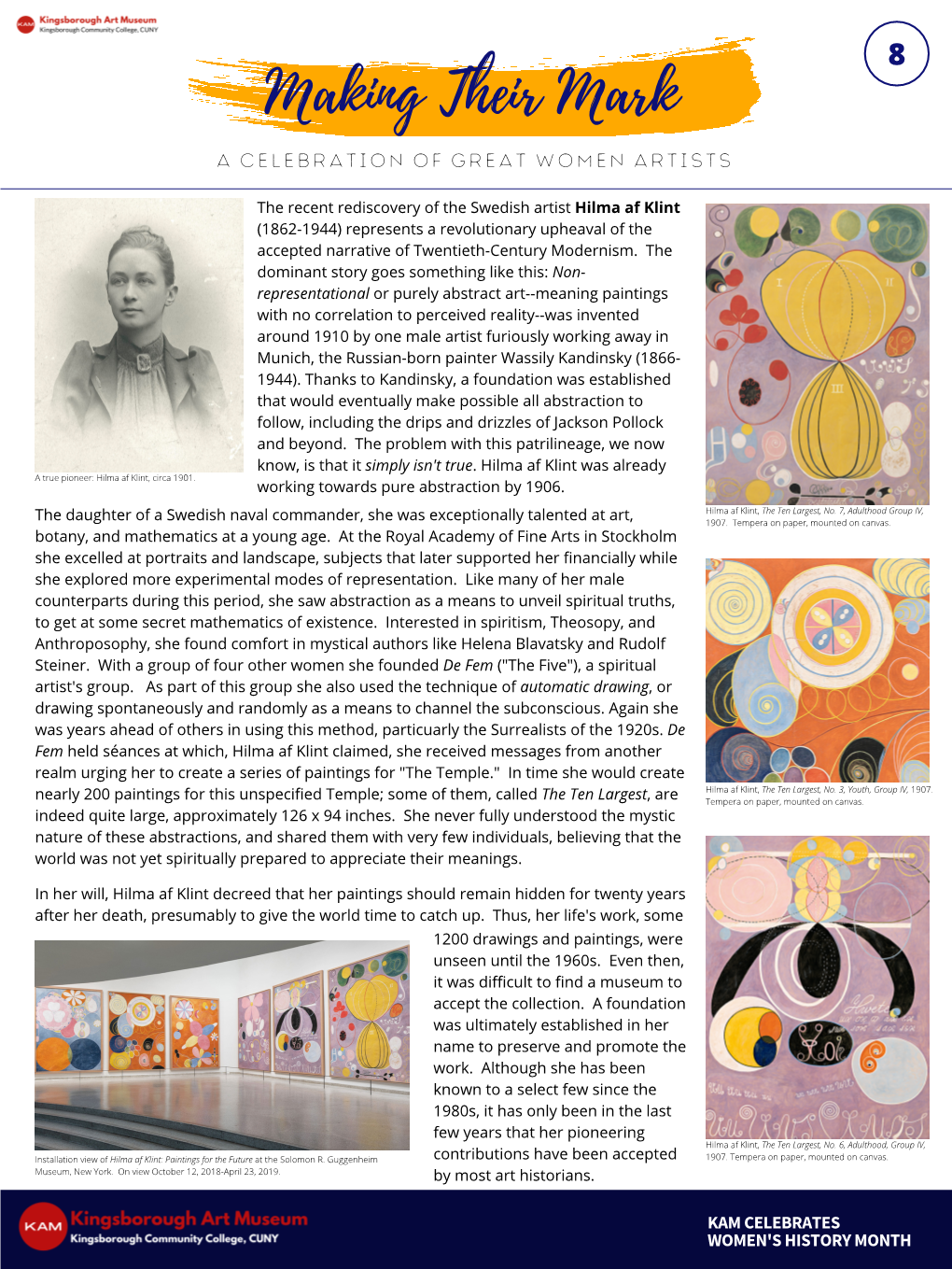 Hilma Af Klint (1862-1944) Represents a Revolutionary Upheaval of the Accepted Narrative of Twentieth-Century Modernism