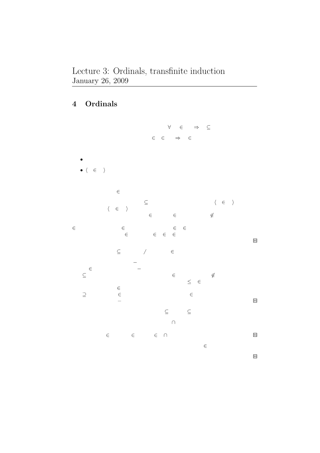 Lecture 3: Ordinals, Transfinite Induction