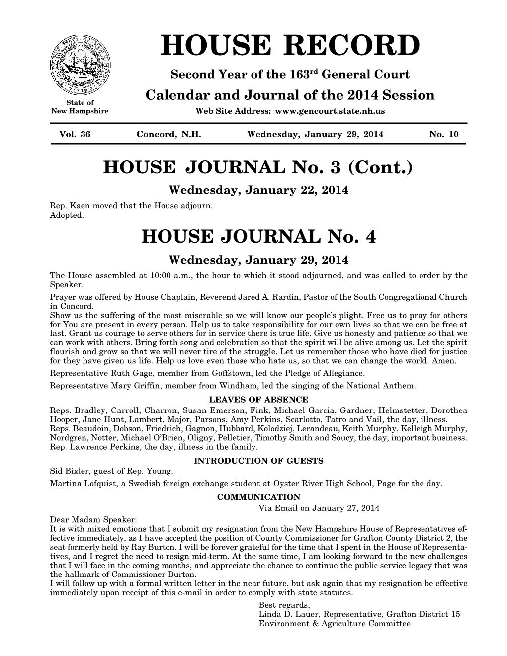 HOUSE RECORD Second Year of the 163Rd General Court