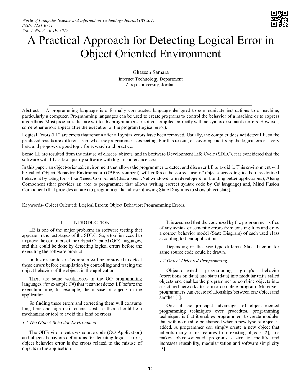 A Practical Approach for Detecting Logical Error in Object Oriented Environment