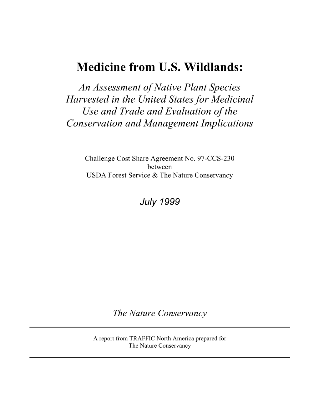 Medicine from U.S. Wildlands