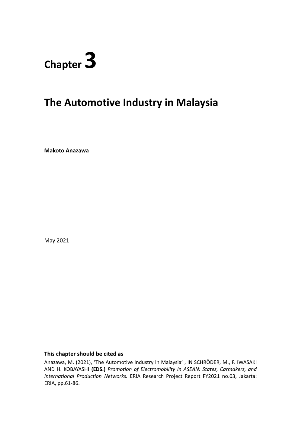 Chapter 3: the Automotive Industry in Malaysia