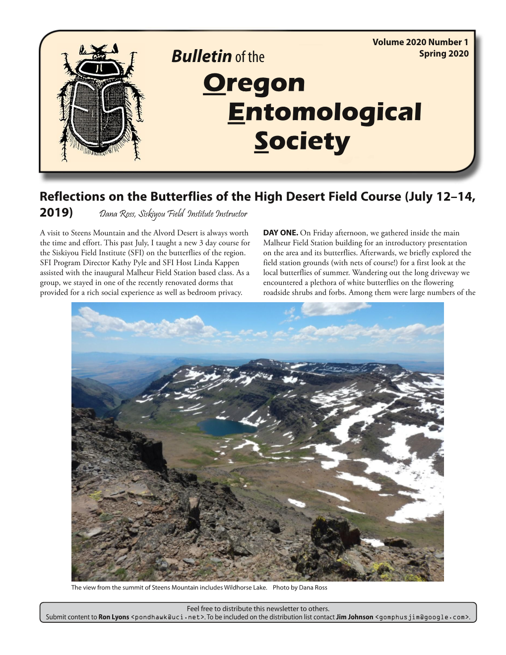 Spring 2020 Oregon Entomological Society