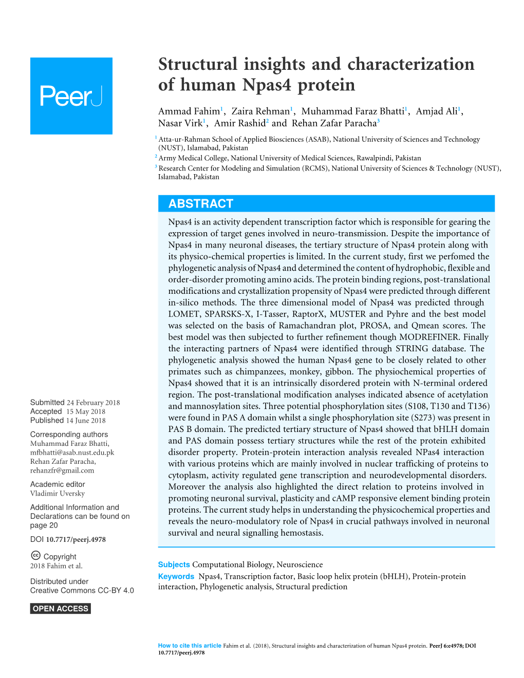 Structural Insights and Characterization of Human Npas4 Protein