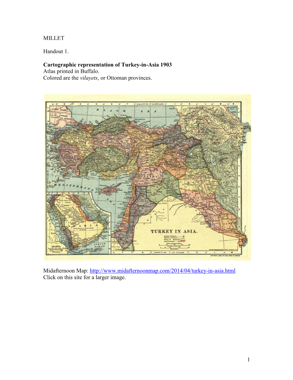 MILLET Handout 1. Cartographic Representation of Turkey-In-Asia