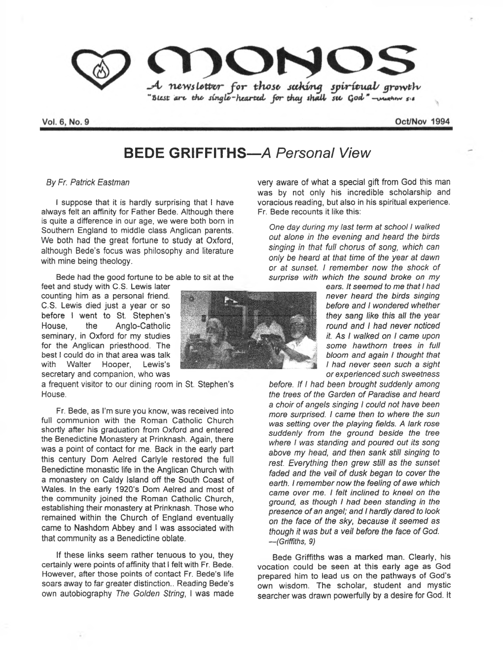 BEDE GRIFFITHS—A Personal View