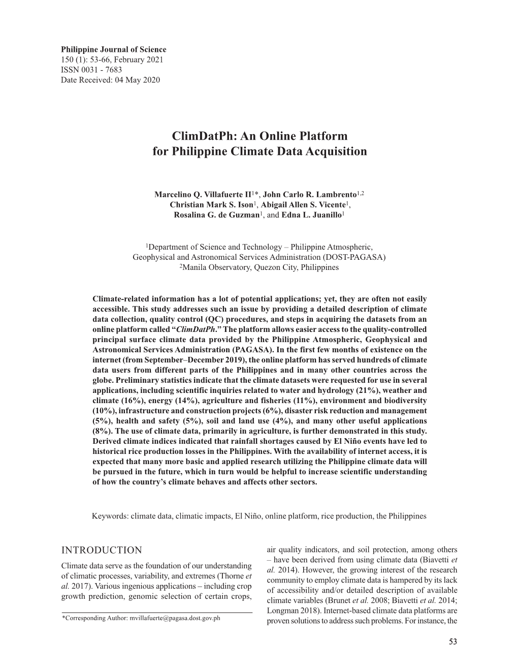 Climdatph: an Online Platform for Philippine Climate Data Acquisition
