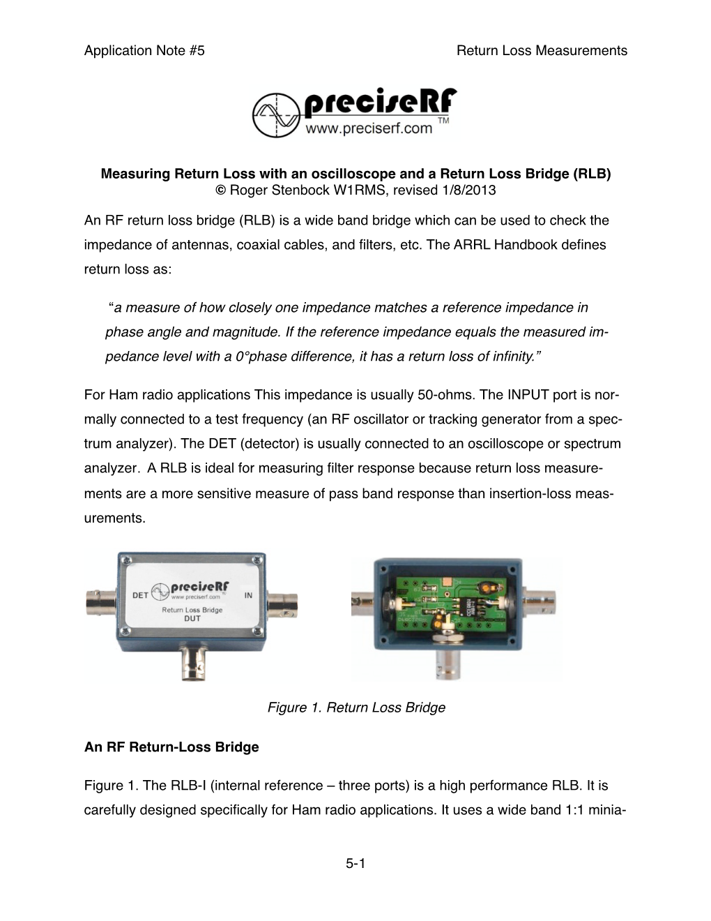 Appnote 5 Return Loss Bridge Measurements