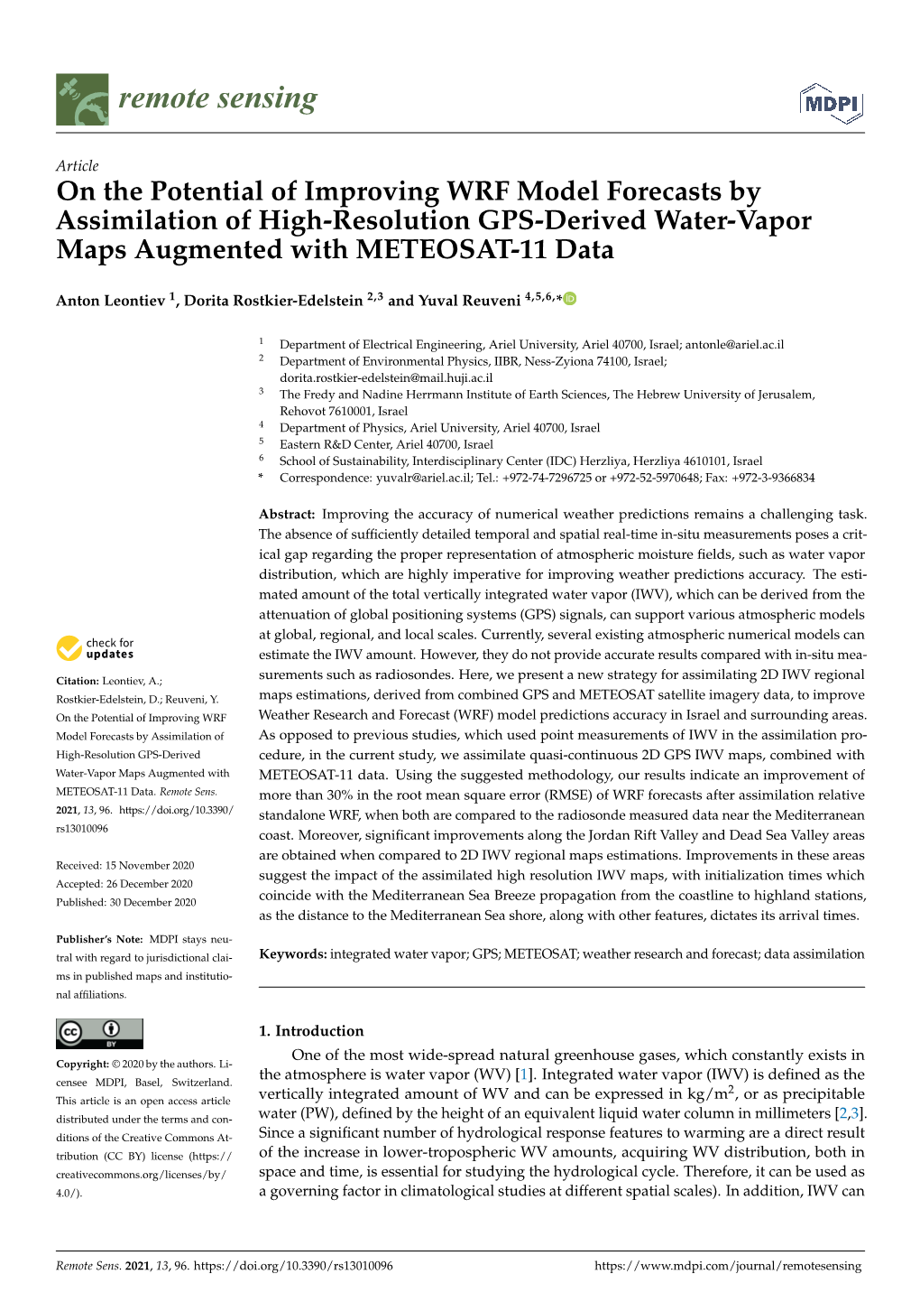 On the Potential of Improving WRF Model Forecasts by Assimilation of High-Resolution GPS-Derived Water-Vapor Maps Augmented with METEOSAT-11 Data