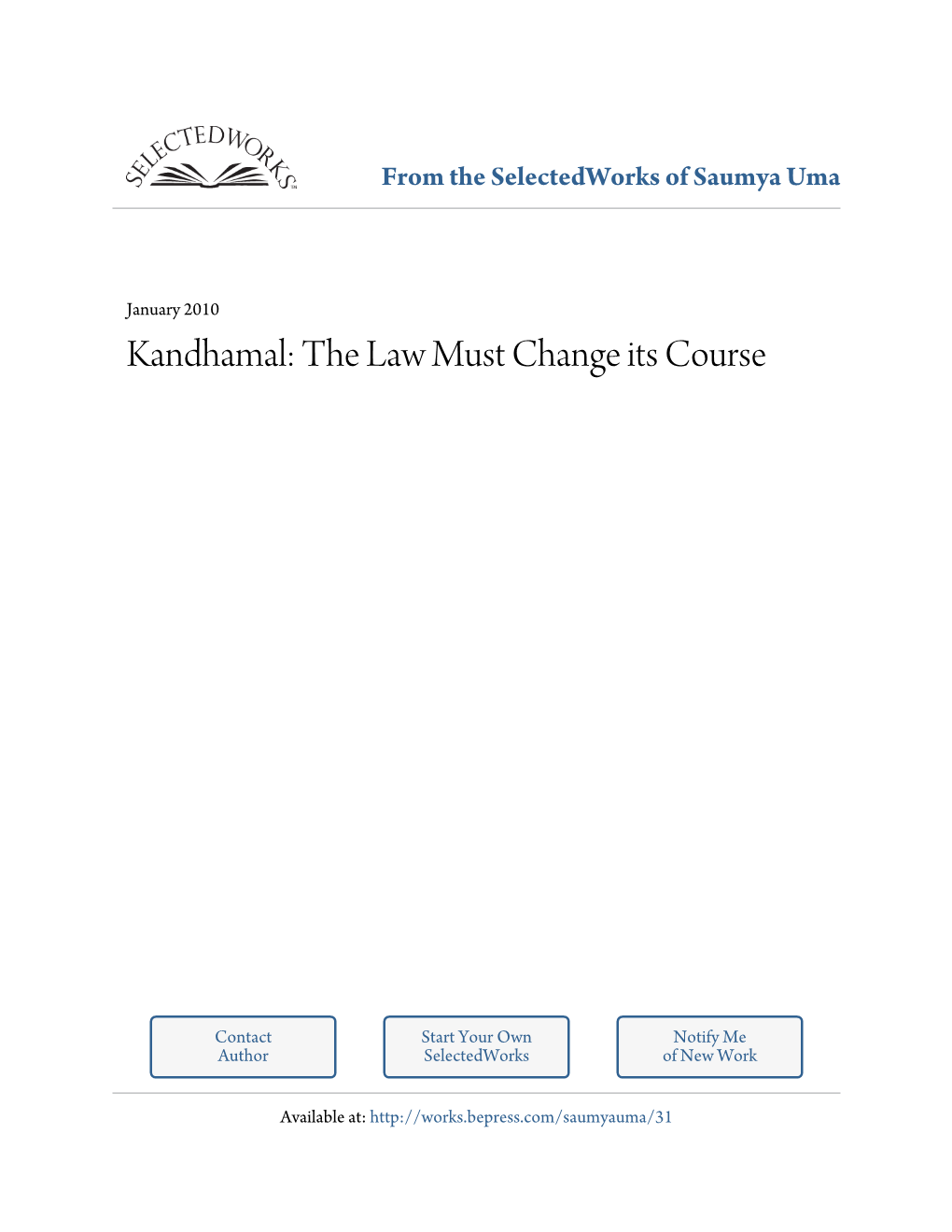Kandhamal: the Law Must Change Its Course