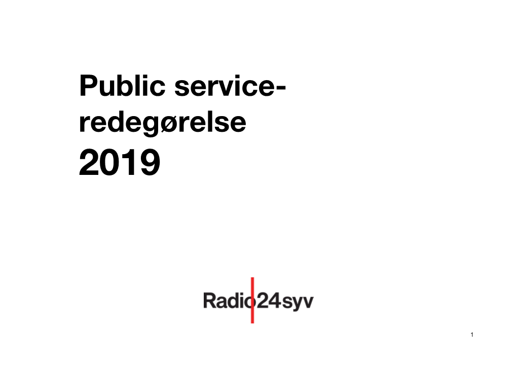 Public Service- Redegørelse 2019