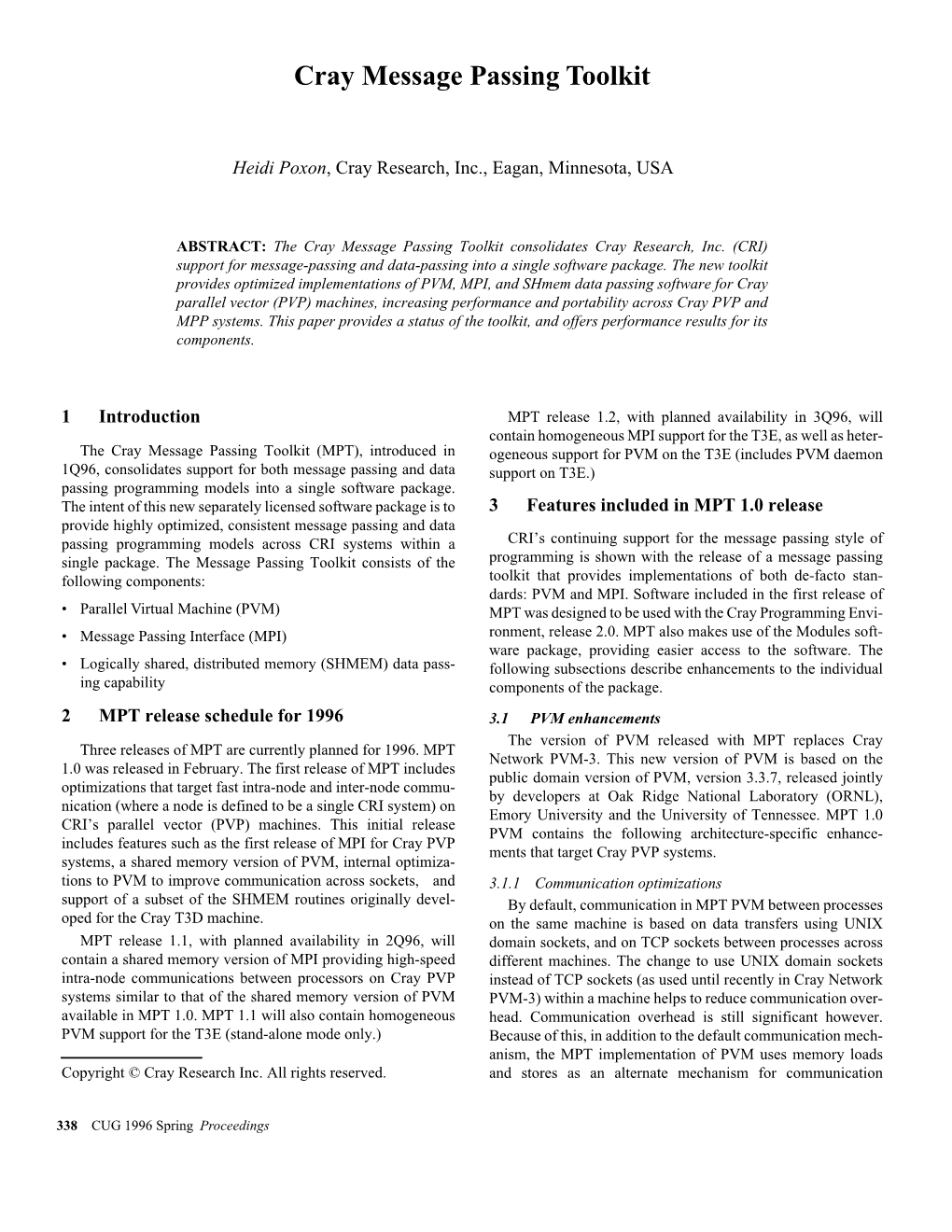 Cray Message Passing Toolkit