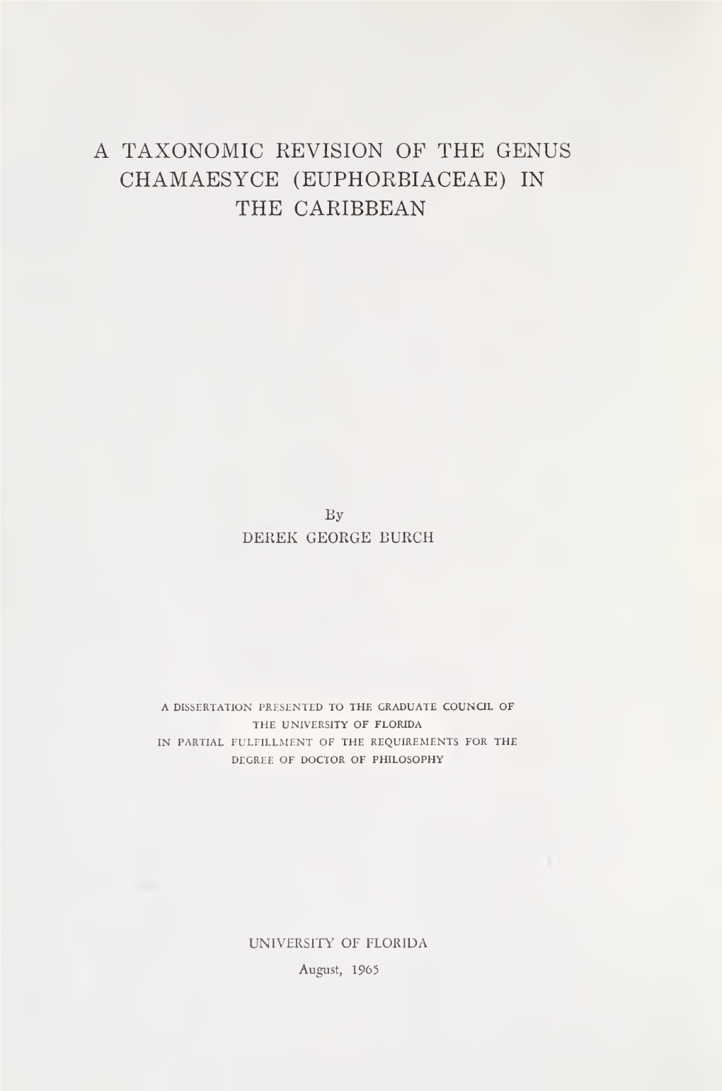 A Taxonomic Revision of the Genus Chamaesyce (Euphorbiaceae) in the Caribbean