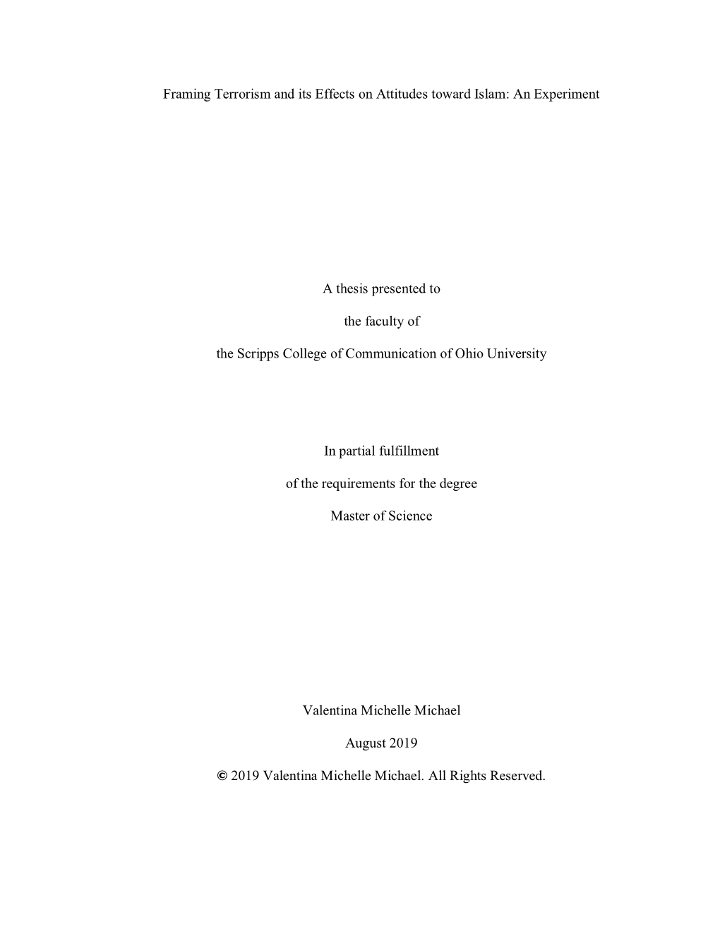 Framing Terrorism and Its Effects on Attitudes Toward Islam: an Experiment