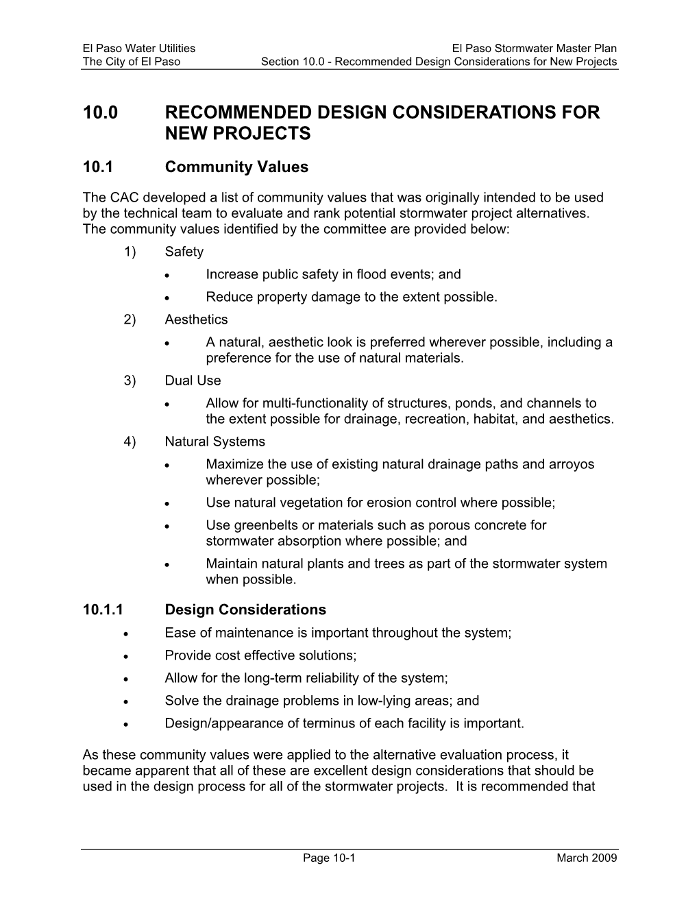 10.0 Recommended Design Considerations for New Projects